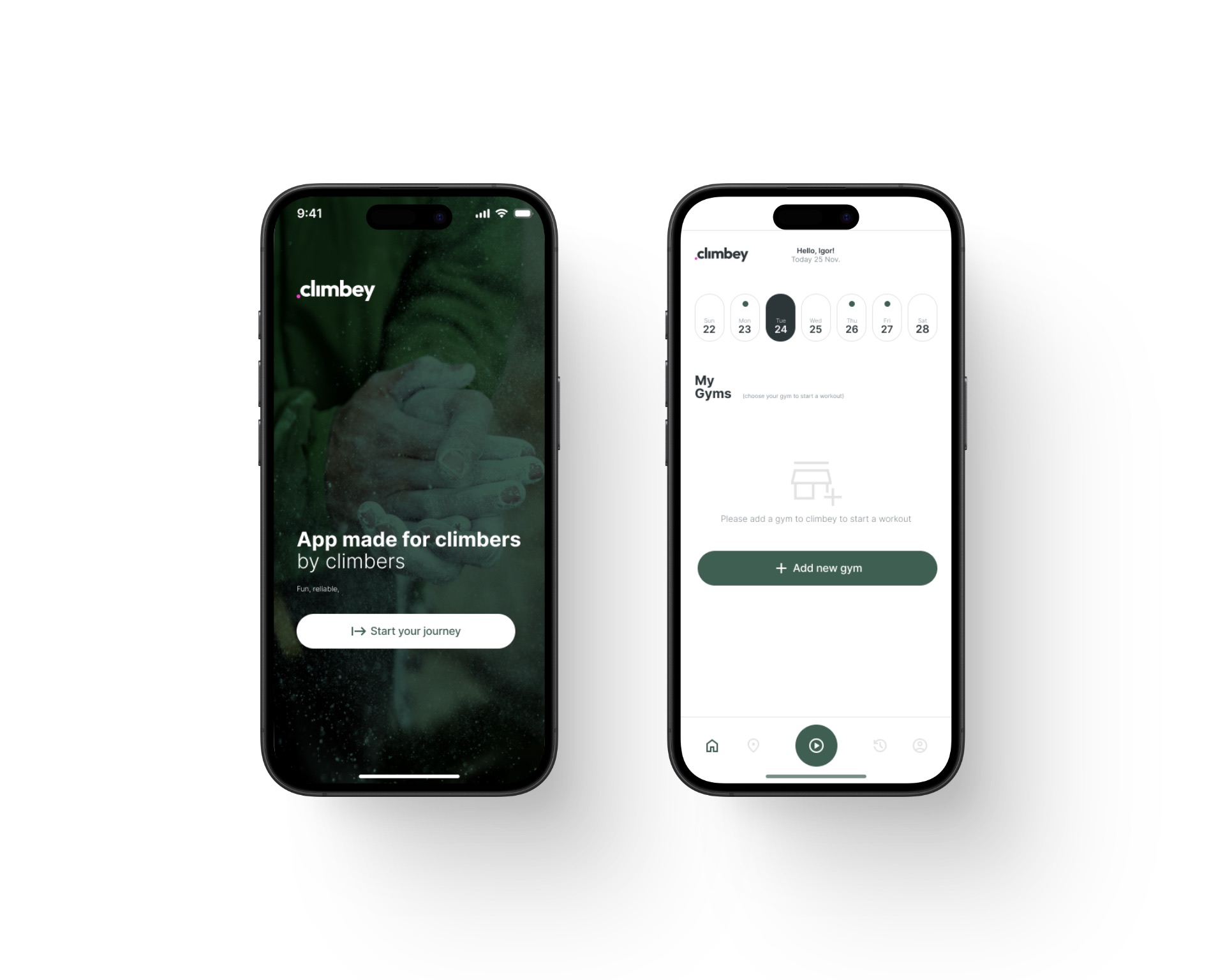 The splash screen beside the empty state a new account opens on