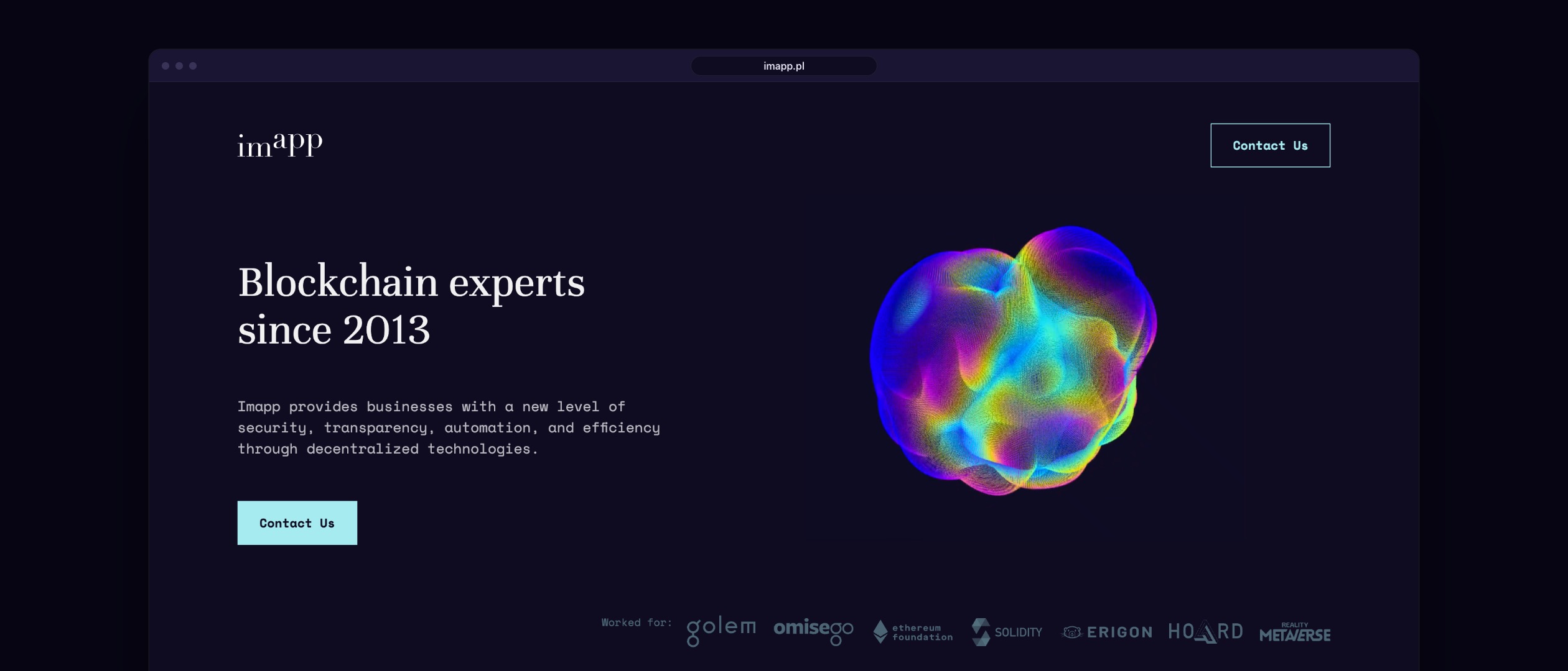 The imapp.pl home page in a browser window